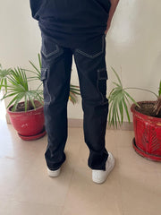 WHITE STITCHED BLACK CARGO PANT