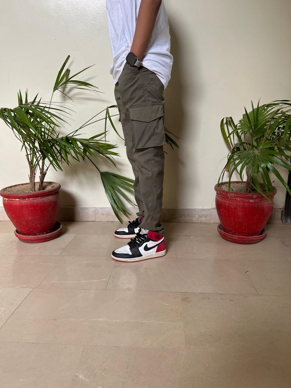 LOOSE FIT POWER STRECH CARGOS LIGHT GREEN COLOUR